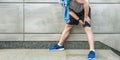 Knee ache and sport injury Royalty Free Stock Photo