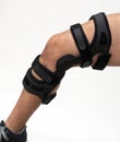 Knee brace for knee injury. Royalty Free Stock Photo