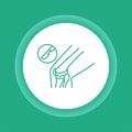 Knee disease color button icon. Total knee replacement surgery.