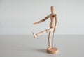 Knee extension on wooden model