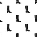 Knee high boots icon in black style isolated on white background. Shoes pattern stock vector illustration.