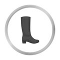 Knee high boots icon in monochrome style isolated on white. Shoes symbol.