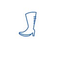 Knee high boots line icon concept. Knee high boots flat vector symbol, sign, outline illustration.