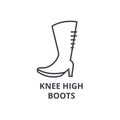 Knee high boots line icon, outline sign, linear symbol, vector, flat illustration