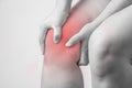 Knee injury in humans .knee pain,joint pains people medical, mono tone highlight at knee