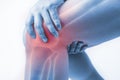 Knee injury in humans .knee pain,joint pains people medical, mono tone highlight at knee