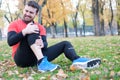 Knee injury and man runner with knee pain Royalty Free Stock Photo