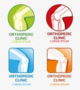 Knee joint bones vector orthopedic clinics and diagnostic centers logo. Medicine care concept