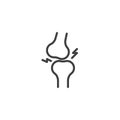 Knee joint pain line icon