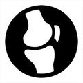 Knee-joint. Pictogram of the human knee. Silhouette of medicine icons. Bone vector flat icon.