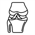 Knee-joint. Pictogram of the human knee. Silhouette of medicine icons. Bone vector flat icon.