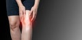 knee osteoarthritis Joint pain arthritis and ligaments on black background Royalty Free Stock Photo