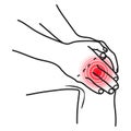 Knee pain icon, injured physical accident symptom