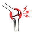 Knee pain icon in linear style. Royalty Free Stock Photo