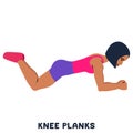 Knee planks. Sport exersice. Silhouettes of woman doing exercise. Workout, training Royalty Free Stock Photo