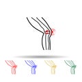 Knee problems, pain multi color icon. Simple thin line, outline vector of plastic, surgery, epilation icons for ui and ux, website