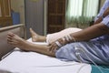 Knee replacement incision Royalty Free Stock Photo