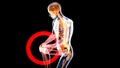 Knee sprain or ache leading to pain 3D illustration