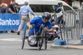 A kneeling Para Cyclist races a handcycle in Adelaide in South Australia.