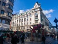 Knez Mihajlova Street in Belgrade decorated with New Year`s decorations. Royalty Free Stock Photo