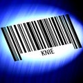 Knie - barcode with futuristic blue background Royalty Free Stock Photo