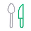 Knif spoon food cream pack vector   color line icon Royalty Free Stock Photo