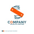 knife, army, camping, swiss, pocket Logo Design. Blue and Orange