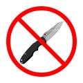 Knife ban sign. Knife forbidden. Dangerous weapon. Red prohibition sign Royalty Free Stock Photo
