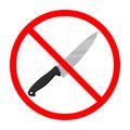 Knife ban sign. Knife forbidden. Dangerous weapon. Red prohibition sign Royalty Free Stock Photo