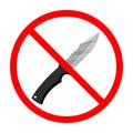 Knife ban sign. Knife forbidden. Dangerous weapon. Red prohibition sign Royalty Free Stock Photo