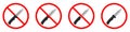 Knife ban sign. No Knife sign. Prohibition signs set. Dangerous weapon