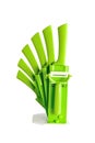 Knife Block with 6 different green knives