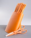 Knife block set on background. Royalty Free Stock Photo