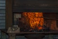 Knife building using a coal forge.