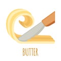 Knife in butter icon in flat style isolated on white