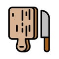 Knife and chopping boad vector, Barbecue related filled style editable stroke icon