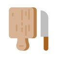 Knife and chopping boad vector, Barbecue related flat style icon