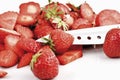 Knife chopping strawberries