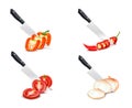 Knife Chopping Vegetable 3D Design Set