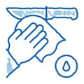 Knife Cleaning doodle icon hand drawn illustration