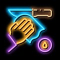 Knife Cleaning neon glow icon illustration