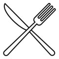 Knife cross fork icon, outline style Royalty Free Stock Photo