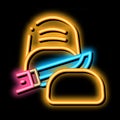 Knife Cutting Baked Bread neon glow icon illustration