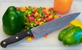 Knife on a cutting board Royalty Free Stock Photo