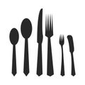 Knife folk and spoon cutlery set for eating food dinner launch and breakfast with white background