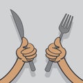 Knife and Fork Hands Royalty Free Stock Photo