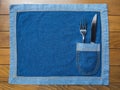 Knife and Fork a jeans napkin' pocket Royalty Free Stock Photo