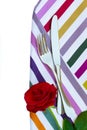 knife and fork on napkin with flower Royalty Free Stock Photo