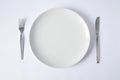 Knife and fork with plate Royalty Free Stock Photo