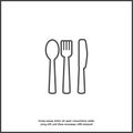 Knife, fork, spoon. Cutlery. Table setting. Vector icon illustration on white isolated background Royalty Free Stock Photo